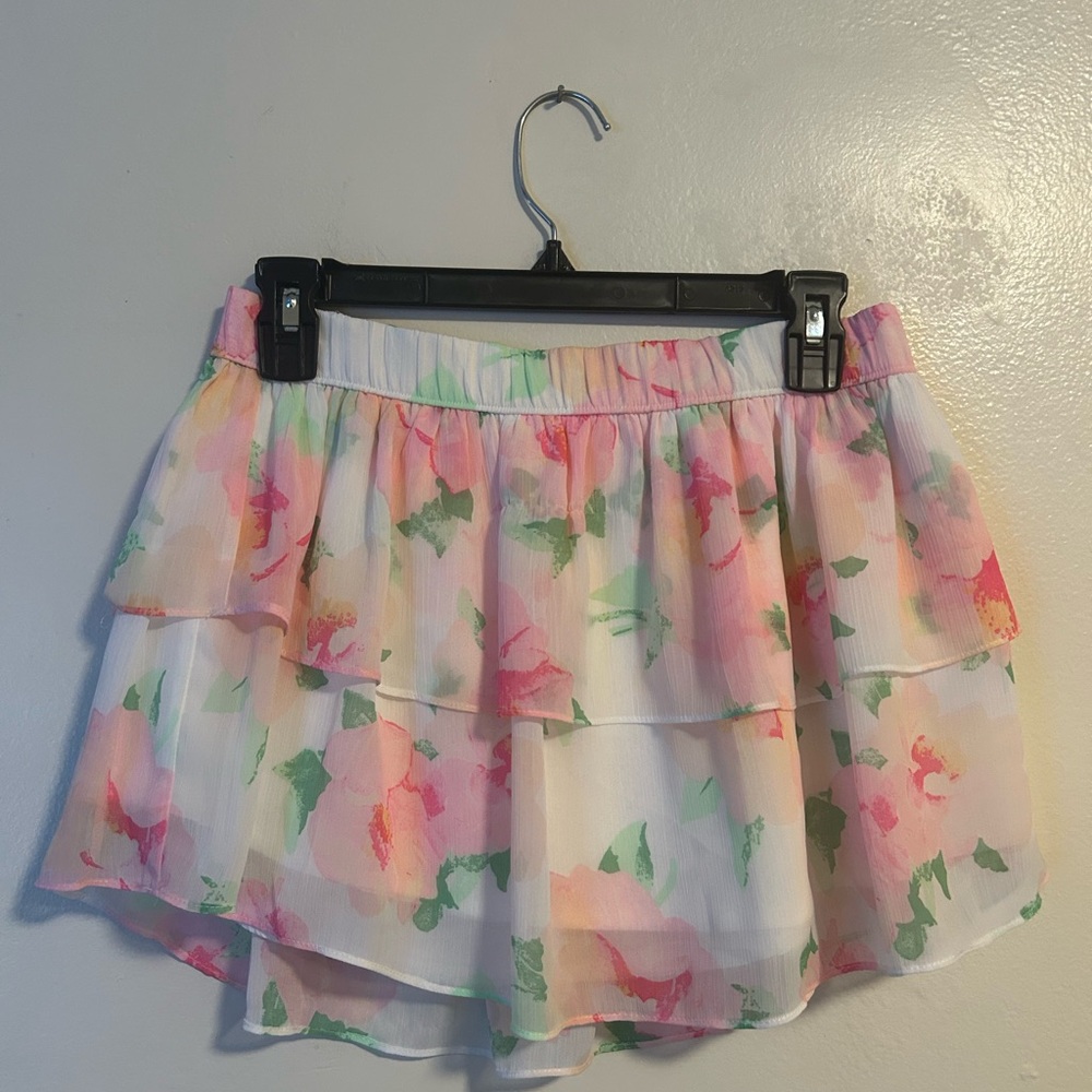 Whimsical Fairycore Pink Floral Mini Skirt Feminine Lovely Dainty A&F M